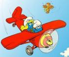 Στρουμφ και Στρουμφίτας ένα ιπτάμενο ένα κόκκινο αεροπλάνο